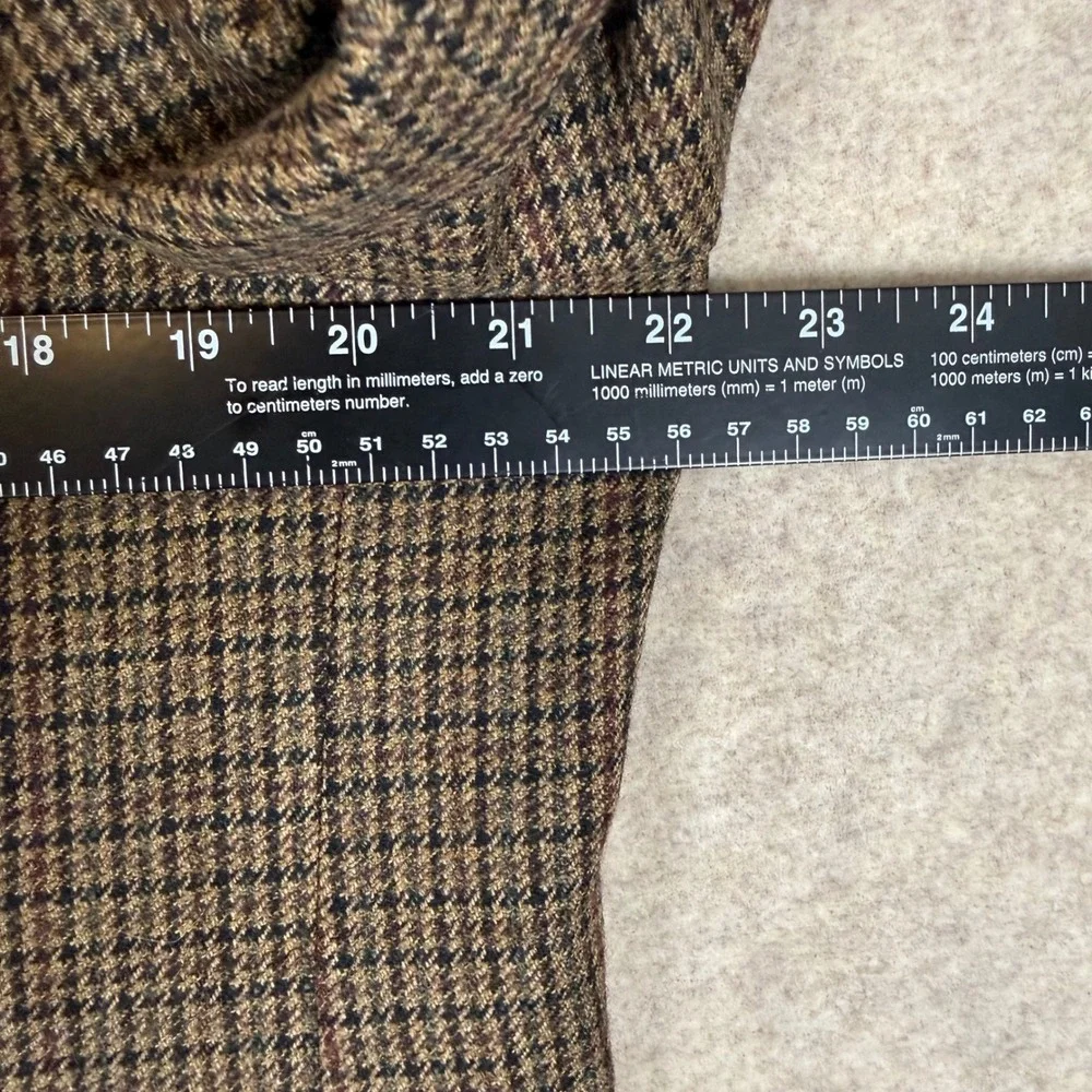 Alan Flusser Sport Coat 42L Lambswool Houndstooth Brown Blazer 2-Button Jacket
